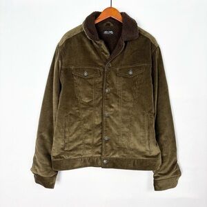 Line of Trade Montana Fleece Lined Corduroy Trucker Jacket Olive Green‎ Size L